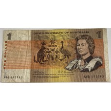 AUSTRALIA 1969 . ONE 1 DOLLAR BANKNOTE . ERROR . REGISTRATION SHIFT